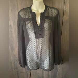 Promod Elegant Black Sheer Women's Top I’m not sure what size is